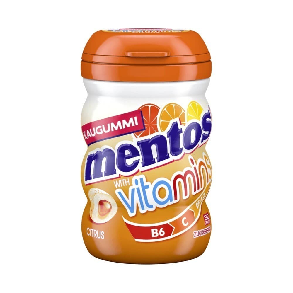 Mentos chewing gum Pure Fresh bottle Vitamins Citrus, 24 x 70g bottles